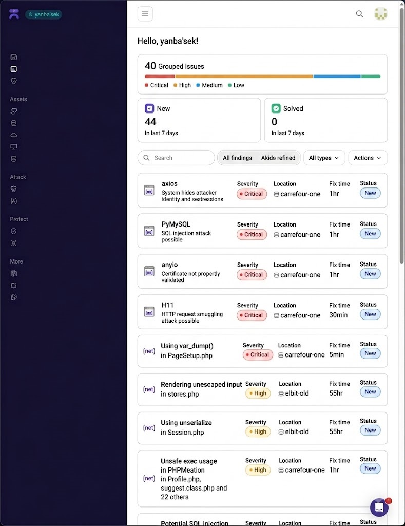 Aikido Security dashboard